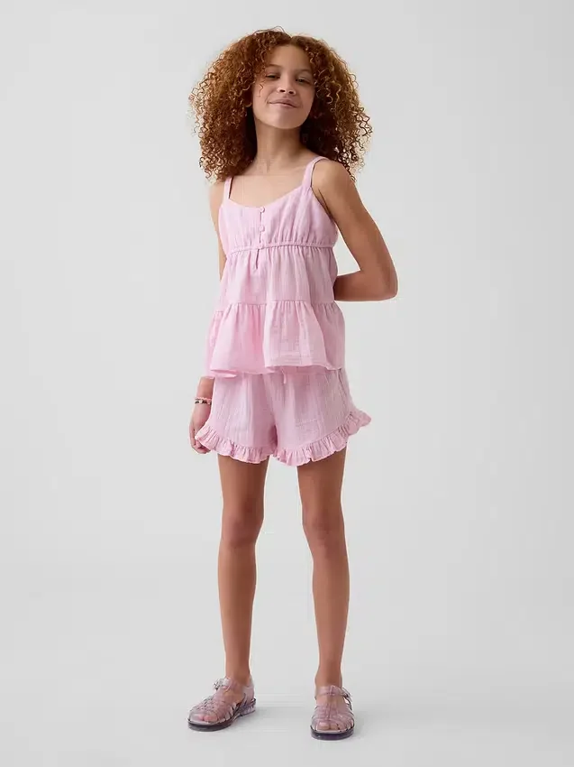 Kids Cotton Gauze Tiered Tank Top
