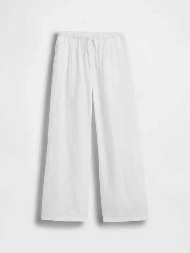 Kids Cotton Gauze Wide-Leg Pants