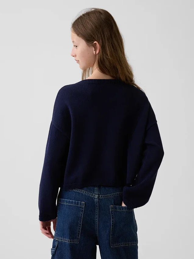 Kids Crochet Oversized Americana Sweater