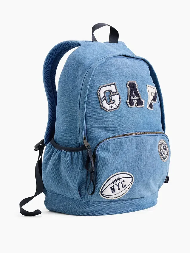 Kids Denim Logo Patch Backpack