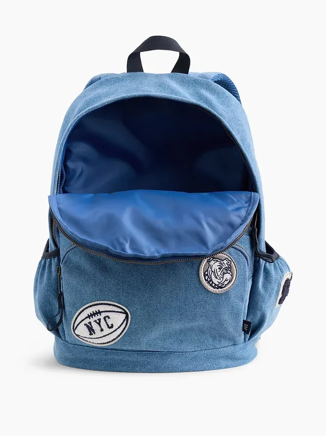 Kids Denim Logo Patch Backpack