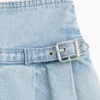 Kids Denim Pleated Mini Skirt