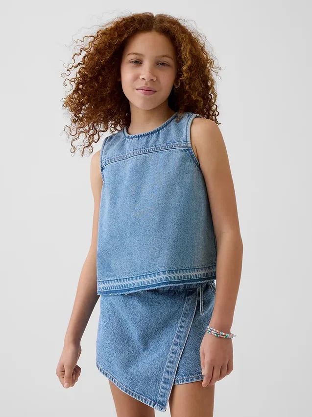 Kids Denim Shell Tank Top