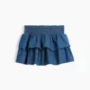 Kids Denim Smocked Mini Skort