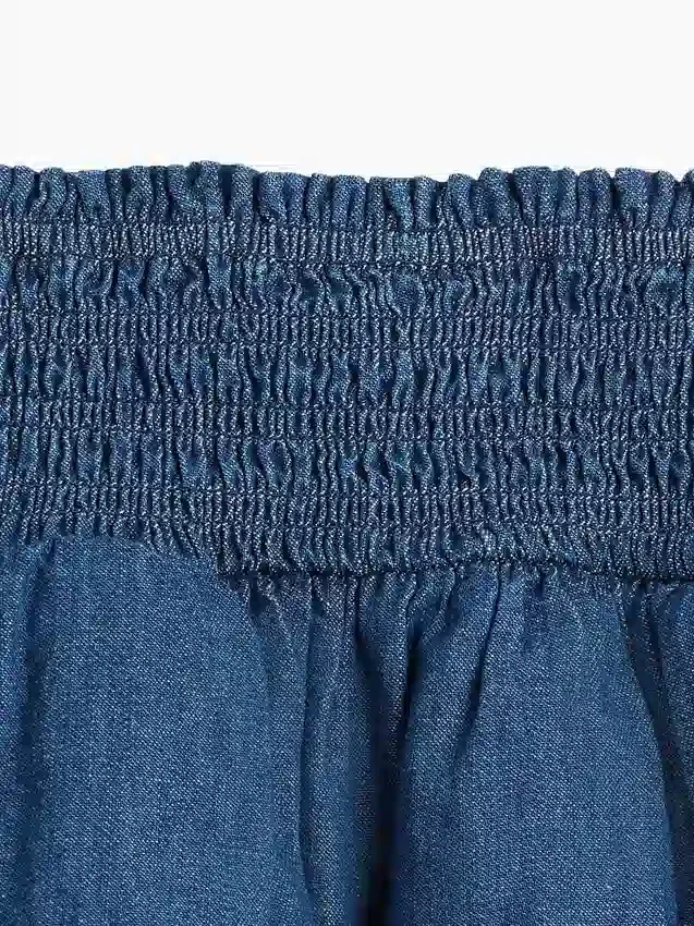 Kids Denim Smocked Mini Skort