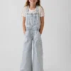 Kids Denim Stripe Baggy Overalls