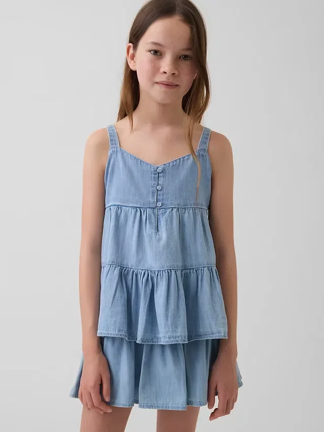 Kids Denim Tiered Tank Top