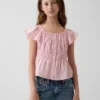 Kids Flutter-Sleeve Button-Front Top