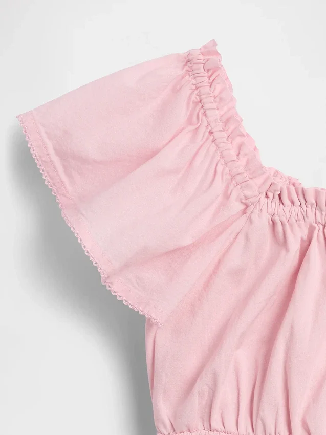 Kids Flutter-Sleeve Button-Front Top