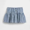 Kids Gingham Denim Tiered Skort