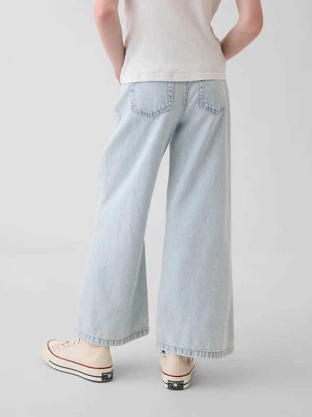 Kids High Rise Stride Wide-Leg Ankle Jeans