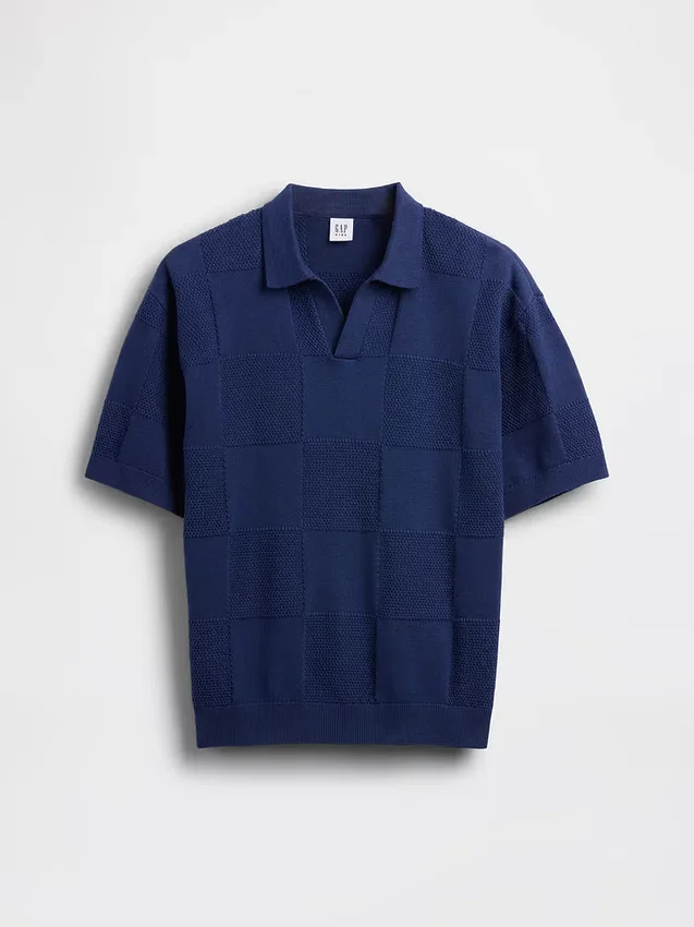 Kids Johnny Collar Checkered Sweater Shirt