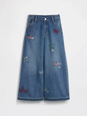 Kids Low Rise Embroidered Baggy Jeans