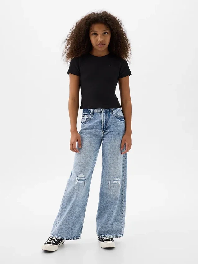 Kids Low Rise Stride Wide-Leg Jeans