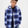 Kids Organic Cotton Hooded Flannel Shirt