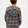 Kids Organic Cotton Hooded Flannel Shirt
