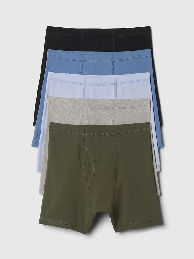 Kids Organic Stretch Cotton Solid Boxer Briefs (5-Pack)