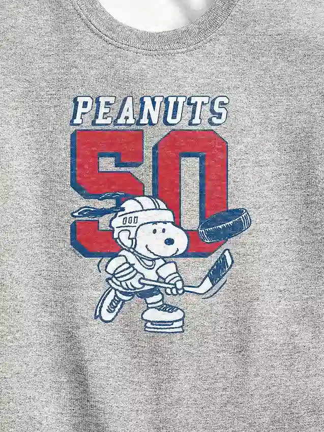 Kids Peanuts Snoopy Hockey Crewneck Fleece Sweatshirt