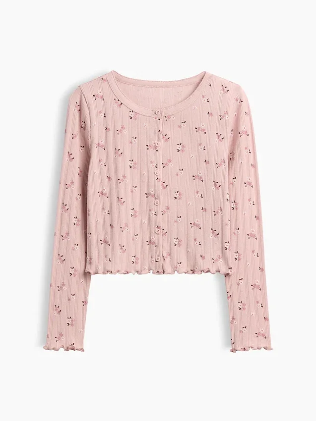 Kids Pointelle Rib Cardigan