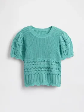 Kids Scalloped Mixed-Stitch Sweater