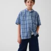 Kids Textured Plaid Relaxed Vacay Shirt