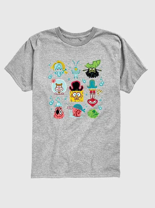Kids the Spongebob Movie Search for Squarepants Grid Short Sleeve Tee