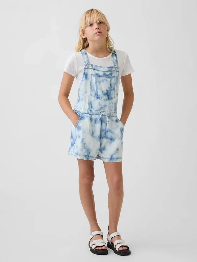 Kids Tie-Dye Denim Relaxed Shortalls