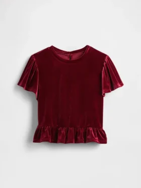 Kids Velour Peplum Top