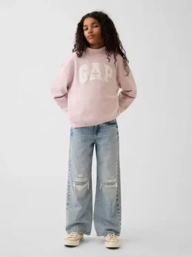 Kids Vintagesoft Oversized Mockneck Logo Sweatshirt