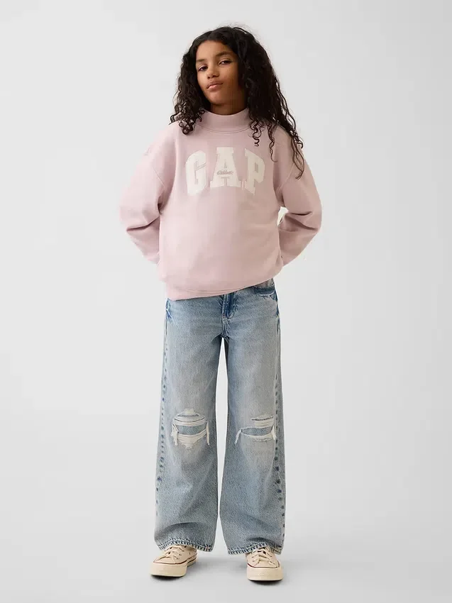 Kids Vintagesoft Oversized Mockneck Logo Sweatshirt