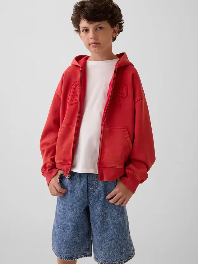 Kids Vintagesoft Relaxed Logo Zip Hoodie