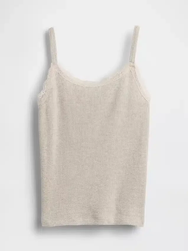 Kids Waffle Lace-Trim Cami