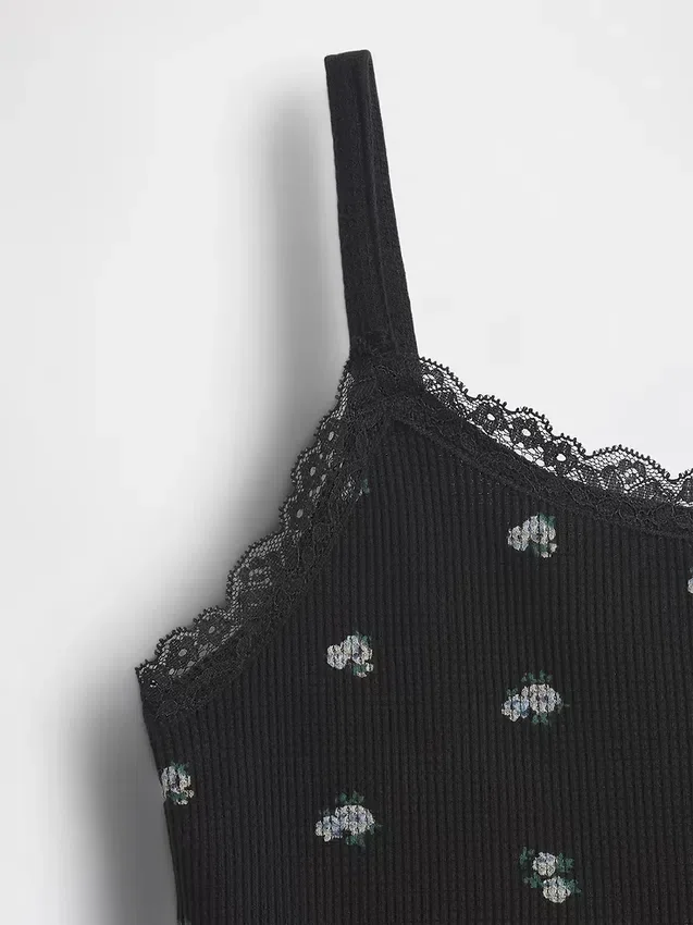 Kids Waffle Lace-Trim Cami