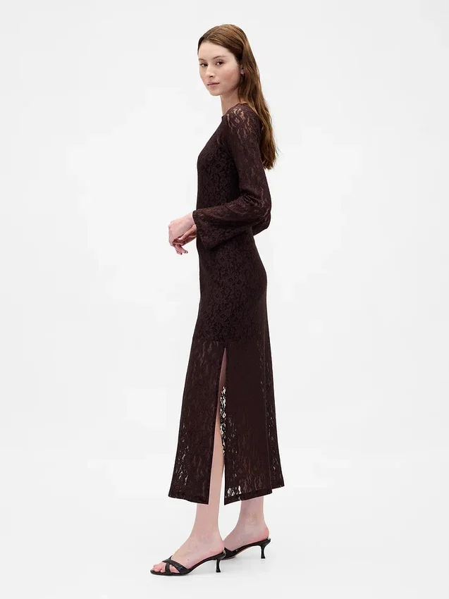 Lace Bell-Sleeve Maxi Dress