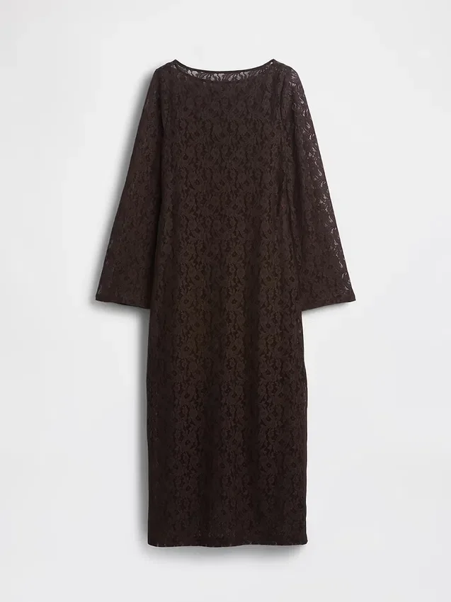 Lace Bell-Sleeve Maxi Dress