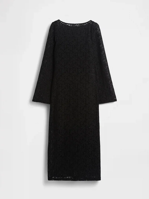 Lace Bell-Sleeve Maxi Dress