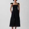Lace Ruffle Voile Maxi Dress