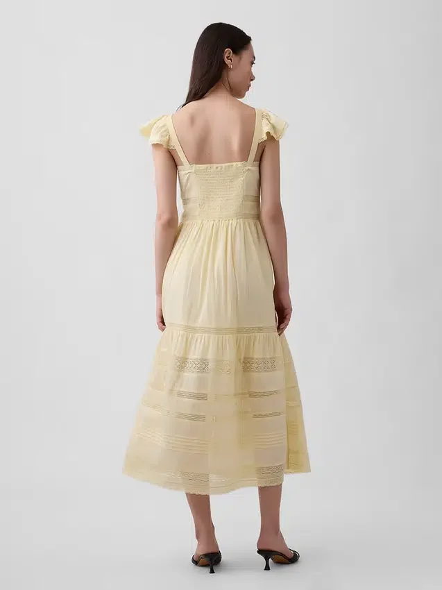 Lace Ruffle Voile Maxi Dress