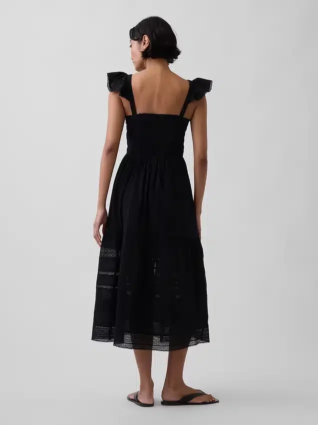 Lace Ruffle Voile Maxi Dress