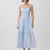 Lace-Trim Button-Front Maxi Dress