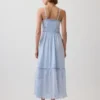 Lace-Trim Button-Front Maxi Dress
