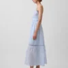 Lace-Trim Button-Front Maxi Dress