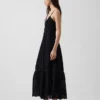 Lace-Trim Button-Front Maxi Dress