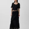 Lace-Trim Maxi Skirt