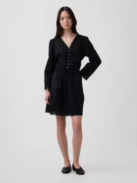 Lace-Trim Mini Dress
