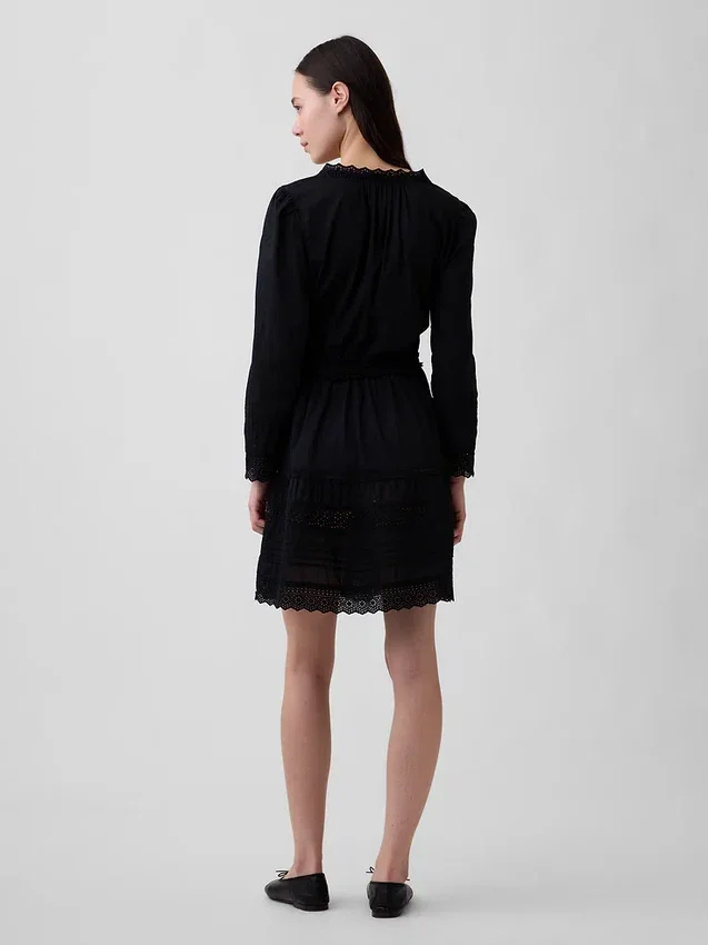 Lace-Trim Mini Dress