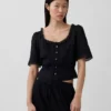 Lace-Trim Peplum Top