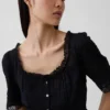 Lace-Trim Peplum Top