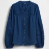 Lace-Trim Pintuck Top