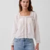 Lace-Trim Square-Neck Top